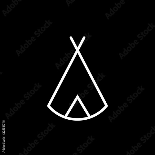 Zelt, Tipi - Piktogramm - schwarz weiß
