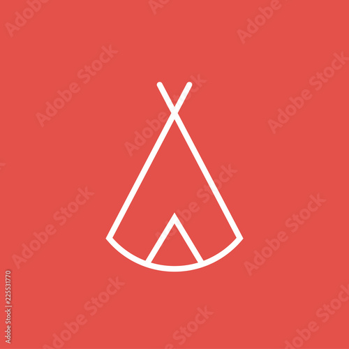 Zelt, Tipi - Piktogramm, Icon, Symbol - weiß, rot