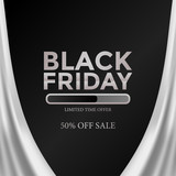 sale offer black friday with silver silk template for banner poster for promotion or marketing in social media or web banner