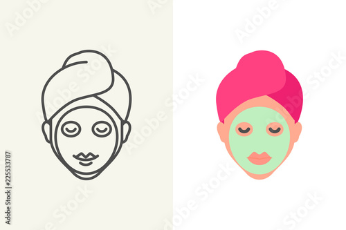 Facial mask flat and outline style