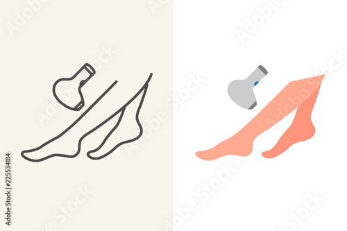 Laser epilation icon flat and outline style