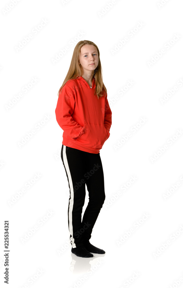 Young teen girl on white background Young teen girl on white background