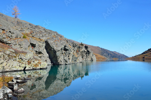 Russia  Altai mountains  lake Acchan  Akchan  in september in sunny weather