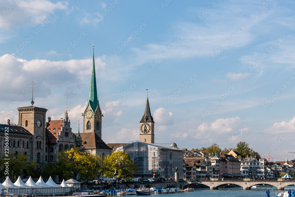 Church Towers in Zurich, Switzerland