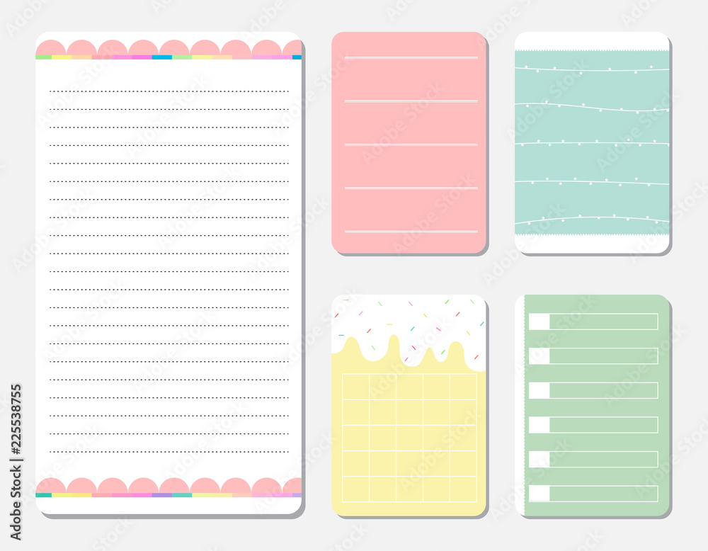 design elements for notebook, diary, stickers and other template.