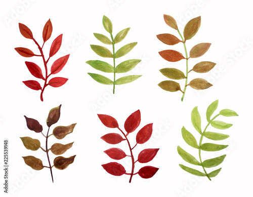  set of vector watercolor leaves.