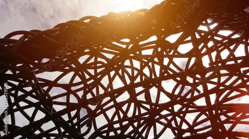 Obraz na plátně Woven rattan for pattern and sunset morning background.