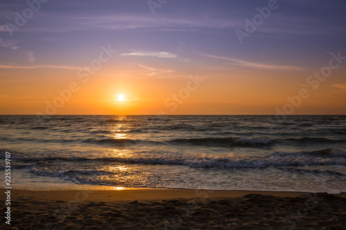 Italian Beach and Adriatic Sea during Sunset, Europe