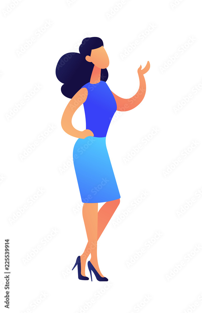 Female teacher standing and showing at something vector illustration Female teacher standing and showing at something vector illustration