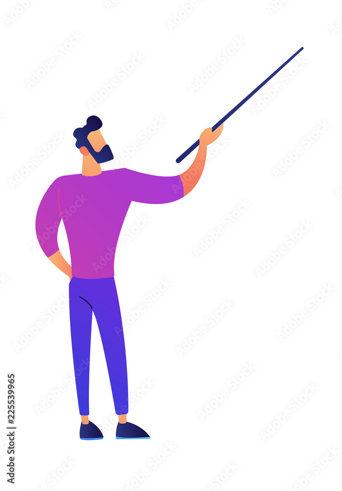 Businessman holding a pointer in hand vector illustration Businessman holding a pointer in hand vector illustration