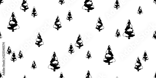 Christmas tree wood forest snow Santa Claus vector seamless pattern isolated wallpaper