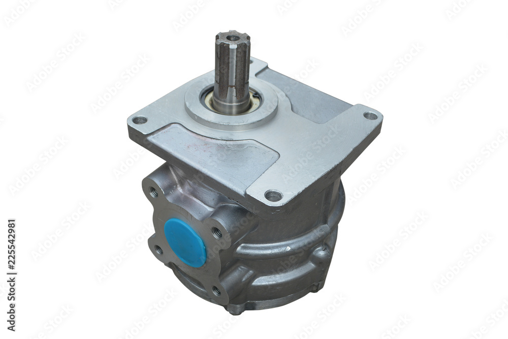 hydraulic tractor gear pump on isolated white background hydraulic tractor gear pump on isolated white background