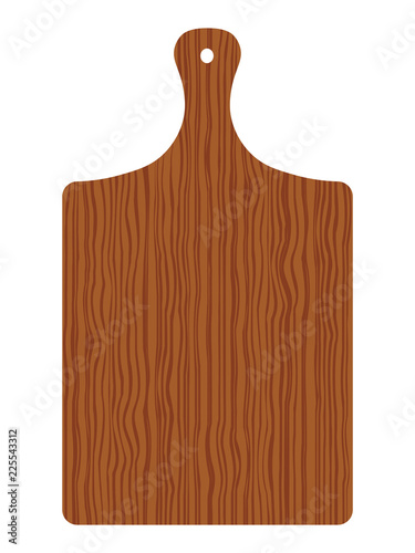 Wooden cutting board isolated on white background. Vector hand drawn illustration.