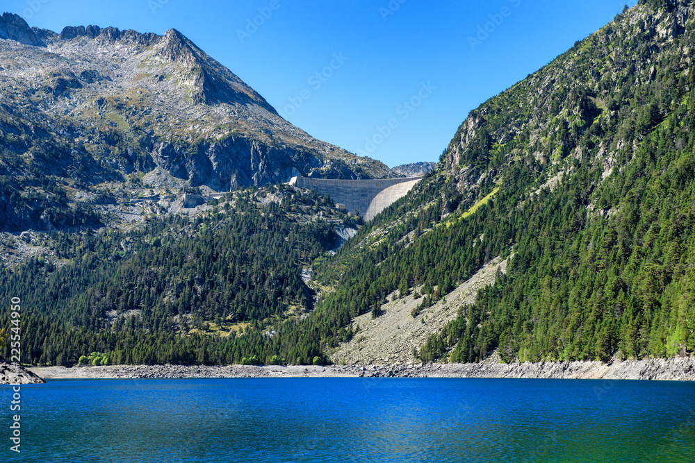view of Oredon lake in Hautes Pyrenees, france