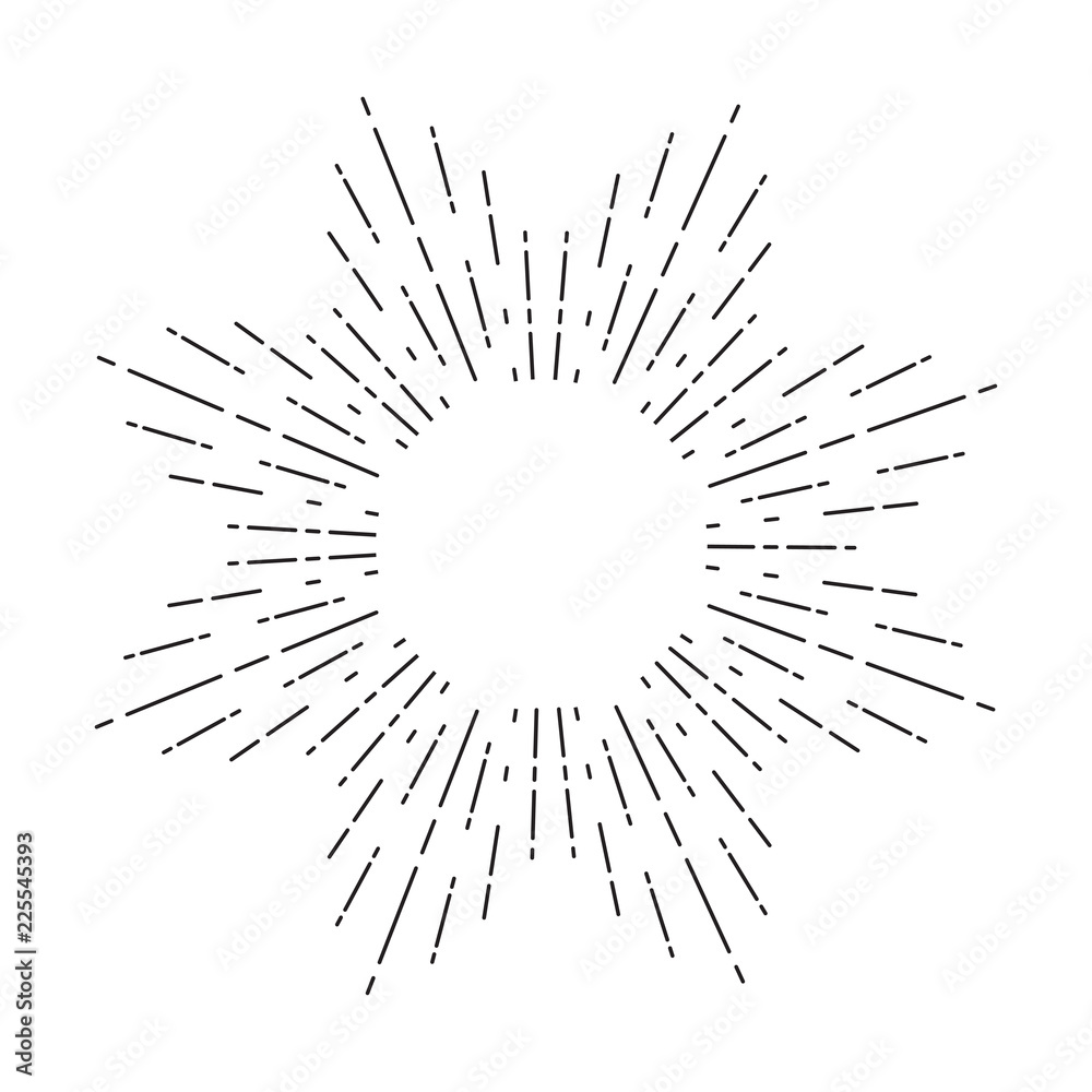 Fototapeta premium Vintage sunburst design element on white background.