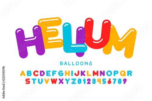 Party balloons style font design, helium balloons alphabet letters and numbers
