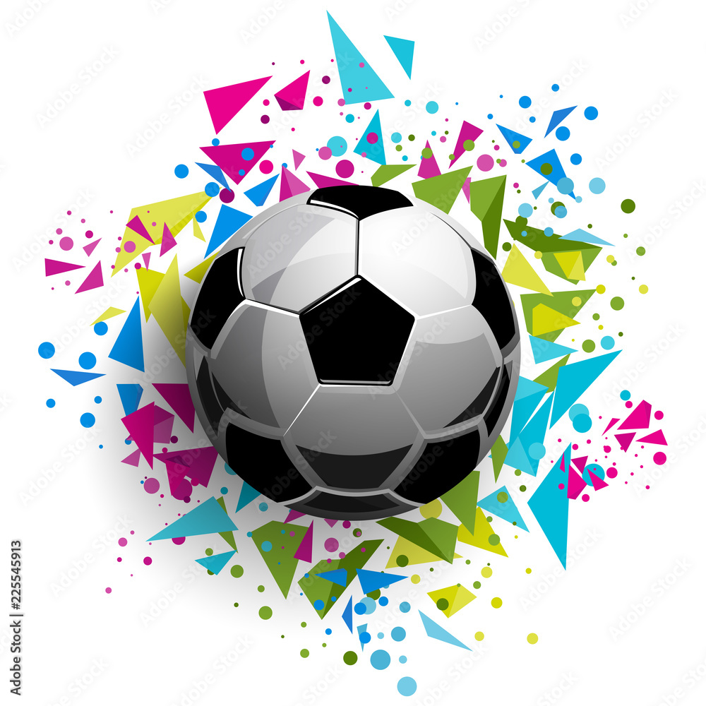 Colorful football soccer ball abstract triangles in the background vector sport illustration
