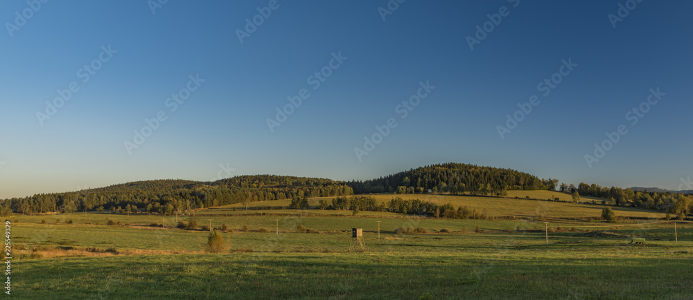 Meadows and forest in Sumava national park near Zbytiny village