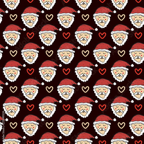 Santa seamless pattern. Merry Christmas and Happy New Year design.
