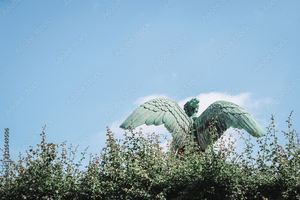 Fototapeta premium Back of Angle statue or Fairy Statue in the garden,