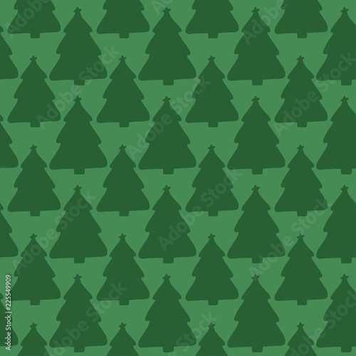 New Year Seamless pattern. Merry Christmas wrapping paper. Green Tree design.