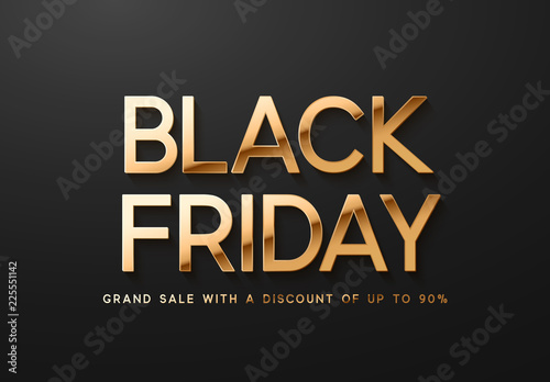 Black Friday Sale. Banner, poster, logo golden color on dark background.