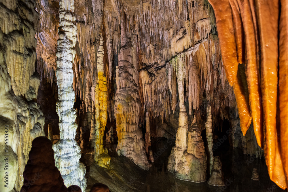 View of Stalactites and Stalagmites in Cave LES GRANDES CANALETTES