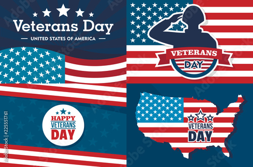 Veterans day banner set. Flat illustration of veterans day vector banner set for web design