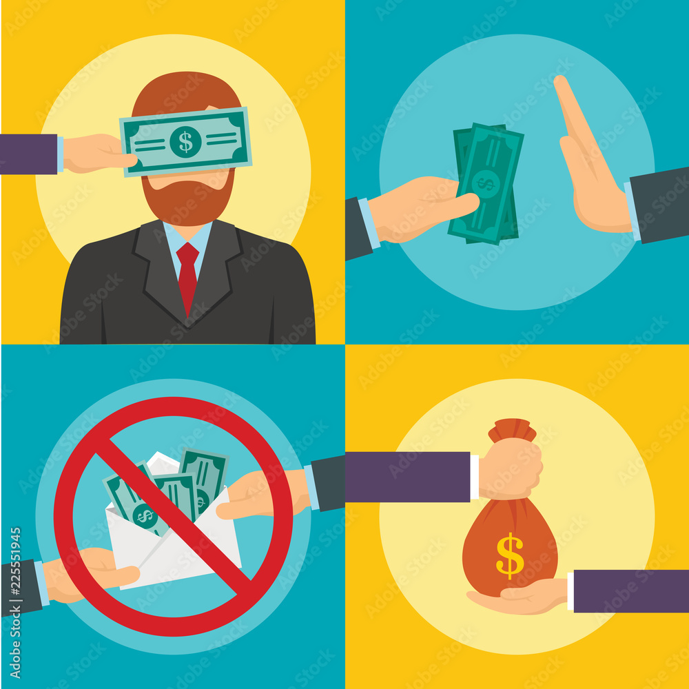 Corruption abuse banner set. Flat illustration of corruption abuse vector banner set for web design Corruption abuse banner set. Flat illustration of corruption abuse vector banner set for web design