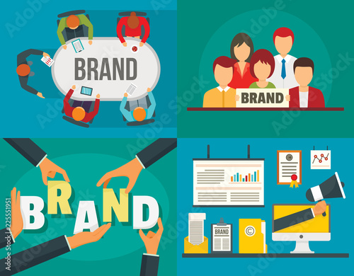 Brand identity banner set. Flat illustration of brand identity vector banner set for web design