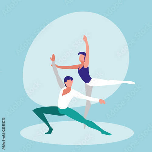 ballet dancers men isolated icon