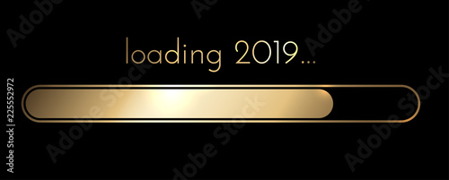 Loading 2019 New Year golden creative festive banner.