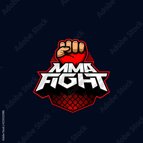 MMA fight logo. Mixed martial arts vector logotype. Mix fight logo template