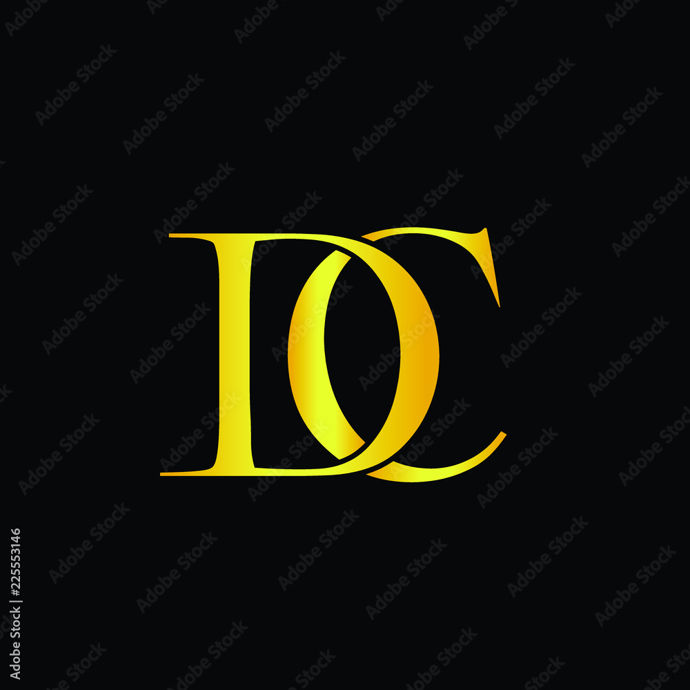 Initial Solid Letter DC Logo Design Using Letters D C in Gold and Black