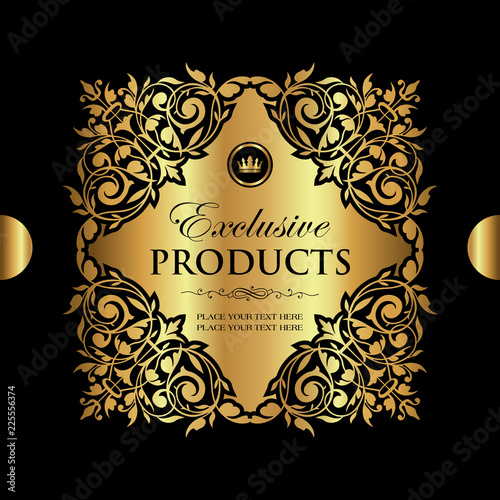 Luxury ornamental gold decorative label for design