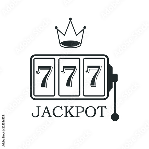 King slots 777 banner casino on white background. Big win 777 lottery vector casino with slot machine. Flat design of Vegas game concept. Vector illustration