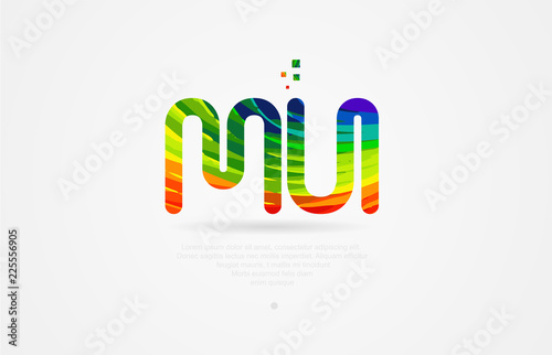 mu m u rainbow colored alphabet letter logo combination