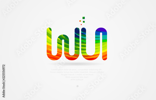 wu w u rainbow colored alphabet letter logo combination photo