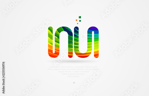 nu n u rainbow colored alphabet letter logo combination