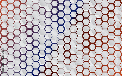 Abstract hexagon background. Futuristic geometric minimalism. Blue hexagon shape. Technology polygonal design.