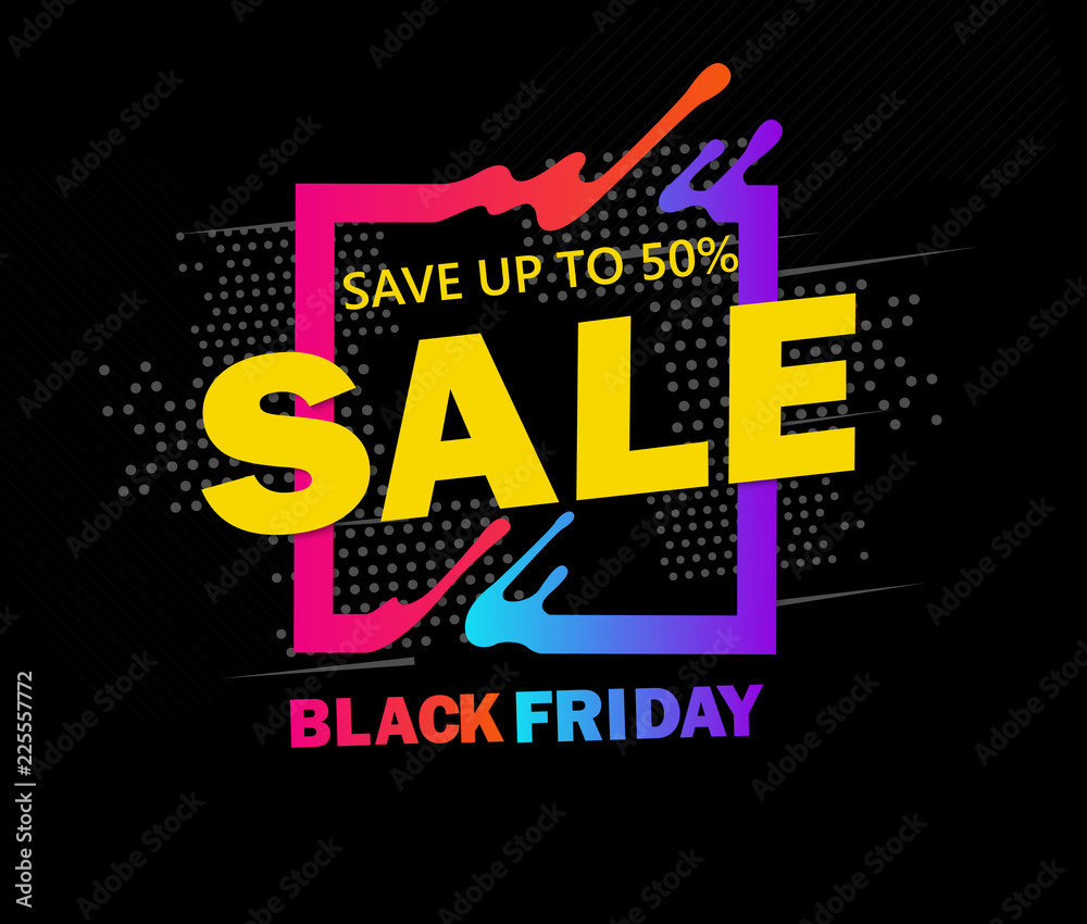 Fototapeta premium Black Friday sale inscription design template. Black Friday banner. Special offer. Vector illustration EPS10