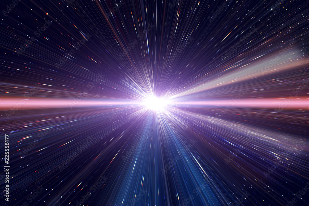 Light speed travel time warp traveling in outer space galaxy. Stock  Illustration | Adobe Stock