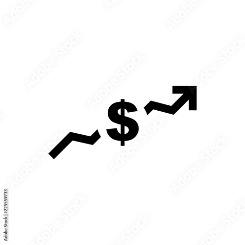 Dollar, arrow indicates a price increase, icon vector