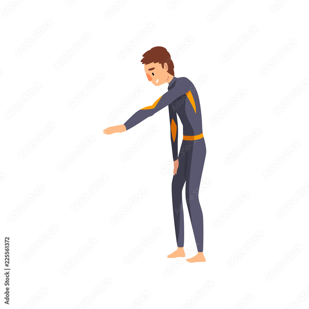 Man in diving suit vector Illustration on a white backgroun Man in diving suit vector Illustration on a white backgroun