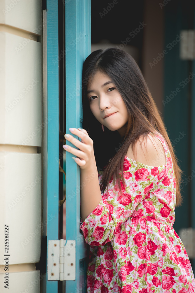 Portrait of beautiful asian chic girl pose for take a picture,Lifestyle of teen thailand people,Modern woman happy concept