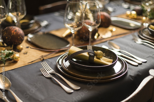 Christmas decorated table