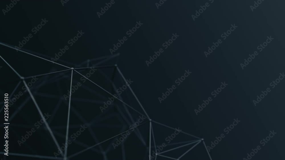 Abstract background with animation of waving and vibrating network surface. Technological movie about data transfer or social communication. Animation of seamless loop.
