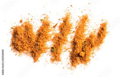 Fotografi Chilli pepper spices seasoning for soup with vegetables isolated on white backgr