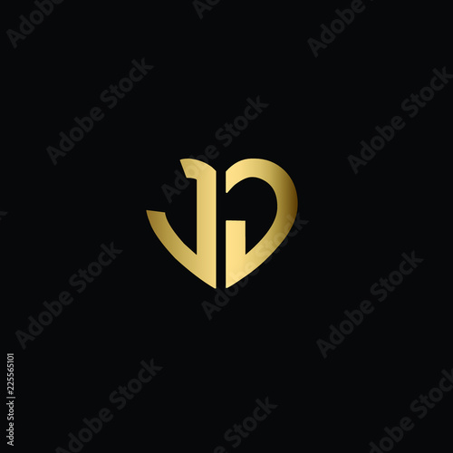Heart Shaped Initial Letters J J or JJ Romantic Logo Design