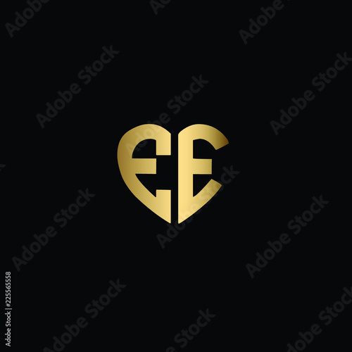 Heart Shaped Initial Letters E E or EE Romantic Logo Design